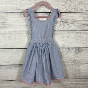 Mini Boden Girls Frilly Cross Back Pinafore Dress Size 4-5